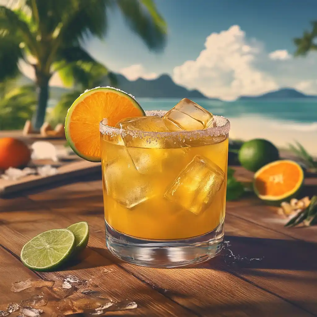 A tequila, orange juice, and lime cocktail garnished with citrus slices.