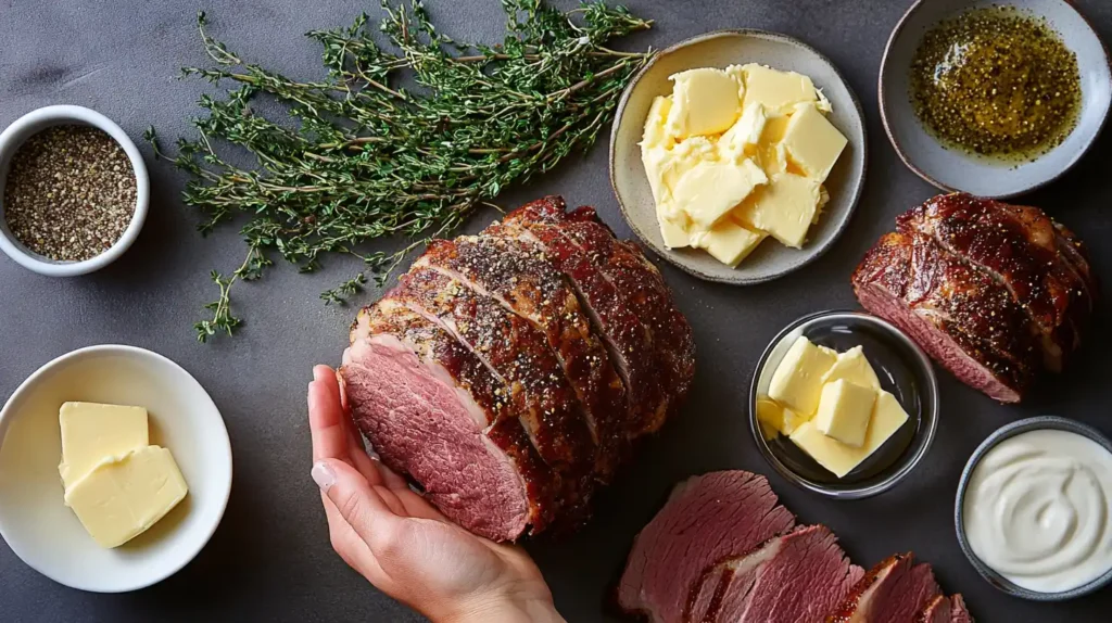 Fresh ingredients for making the best roast beef sliders.