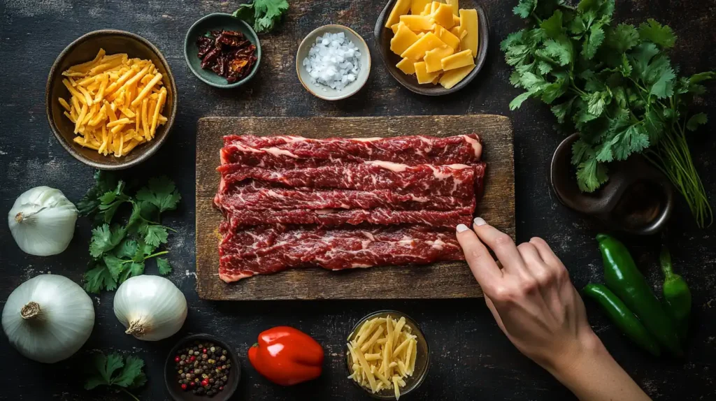 Fresh ingredients for making authentic birria quesadillas.